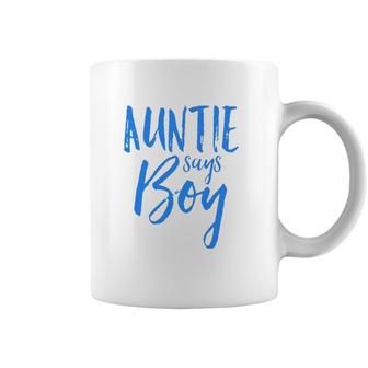 Auntie Says Boy Gender Reveal Announcement Party Tee Coffee Mug | Mazezy