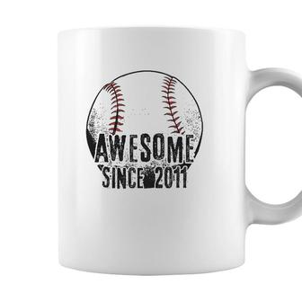 Awesome Since 2011 11 Years Old Baseball Player 11St Birthday Coffee Mug - Seseable
