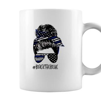 Back The Blue Police Wife From Husband Thin Blue Line American Flag Sunglasses Bandana Coffee Mug - Seseable