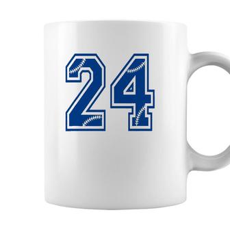 Baseball Number 24 Blue Sports Player Uniform Jersey Coffee Mug - Seseable