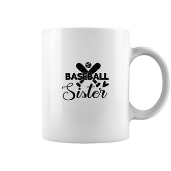 Baseball Sister Black Gift Idea Ball Coffee Mug - Seseable