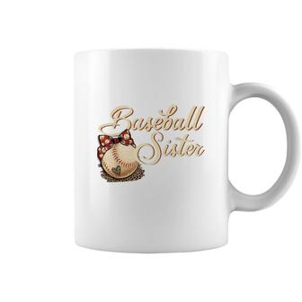 Baseball Sister Leopard Girl Softball Big Sister Coffee Mug - Seseable