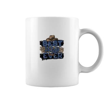 Best Dad Ever Blue Gilter Leoprad Cowboy Hat Fathers Day Coffee Mug - Seseable