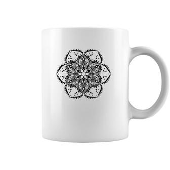 Black Lotus Flower Mandala Peace Hippie Tattoo Coffee Mug | Mazezy