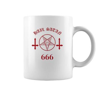 Blood Red Satanic Pentagram Hail Satan 666 Upside Down Cross Coffee Mug | Mazezy