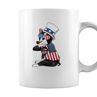 Boston Terrier Dog Merica 4Th Of July Usa American Flag Men Coffee Mug - Seseable