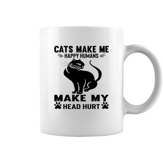 Cats Make Me Happy Humans Make My Head Hurt Black Coffee Mug - Seseable
