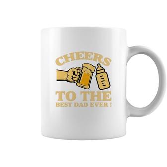 Cheers To The Best Dad Ever Yellow Letter Fathers Day Coffee Mug - Seseable