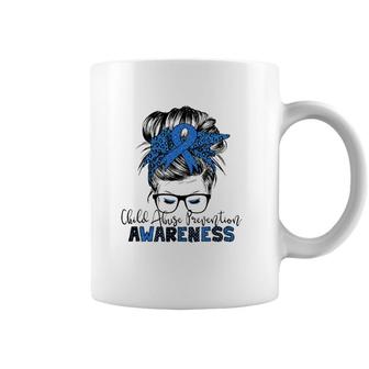 Child Abuse Prevention Awareness Messy Hair Bun Coffee Mug | Mazezy