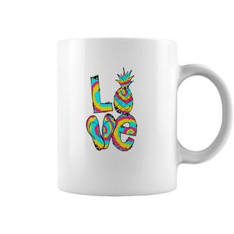 Colorful Pineapple Love Retro Summer Beach Coffee Mug - Seseable