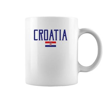Croatia Flag Vintage Blue Text Coffee Mug | Mazezy