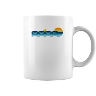 Cute Kawaii Rubber Duck Vintage Retro Sunset - Adorable Duck Coffee Mug | Mazezy