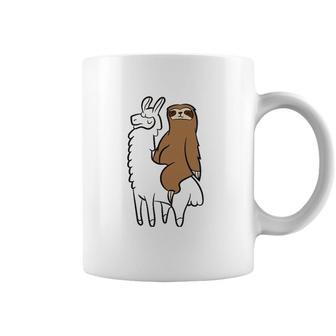 Cute Sloth Riding On Llama Love Llama And Sloths Coffee Mug | Mazezy