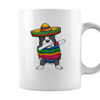 Dabbing Boston Terrier Mexican Poncho Sombrero Cinco De Mayo Coffee Mug - Seseable