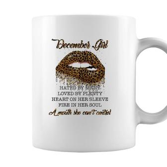 December Girl Hated By Many Loved By Plenty Heart On Her Sleeve Leopard Lips Version Coffee Mug - Seseable