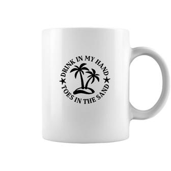 Drink In My Hand Toes In The Sand Graphic Circle Coffee Mug - Seseable