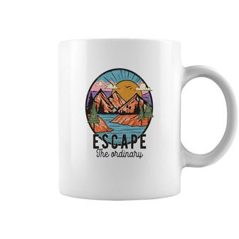 Escape The Ordinary From Busy Life To Relax Vintage Mountain Adventure Coffee Mug - Seseable