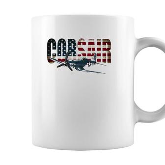 F4u Corsair Us American Flag Coffee Mug - Seseable