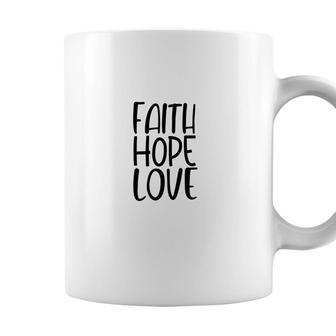 Faith Hope Love Bible Verse Black Graphic Christian Coffee Mug - Seseable