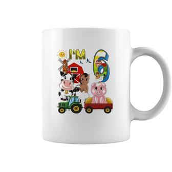Farm Animals Barnyard Tractor 6Th Birthday Im 6 Years Old Coffee Mug | Mazezy