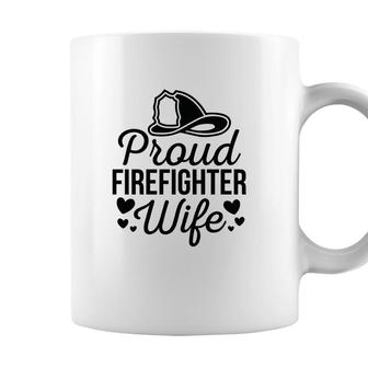 Firefighter Proud Wife Heart Black Graphic Meaningful Coffee Mug - Seseable