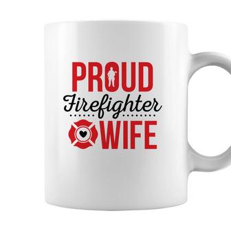 Firefighter Proud Wife Red Black Graphic Meaningful Coffee Mug - Seseable