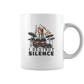 Funny Drummer Design I Destroy Silence Chicken Head Drums Coffee Mug | Mazezy