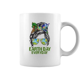 Funny Earth Day Everyday Messy Bun Earth Animal Lovers Coffee Mug - Seseable