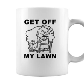 Funny Grumpy Old Man Get Off My Lawn Coffee Mug - Seseable