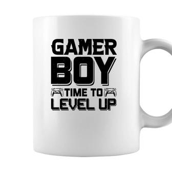 Gamer Boy Time To Level Up Black Design Birthday Boy Matching Video Gamer Coffee Mug - Seseable