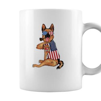 German Shepherd Dog Merica 4Th Of July Usa American Flag Men Coffee Mug - Seseable