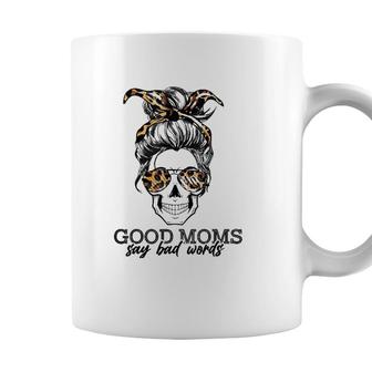 Good Moms Say Bad Words Leopard Bandana Sunglass Messy Bun Coffee Mug - Seseable