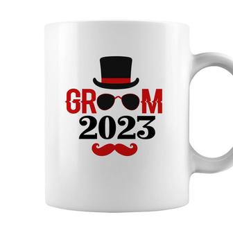 Groom Groom Bachelor Party 2023 Red Black Coffee Mug - Seseable