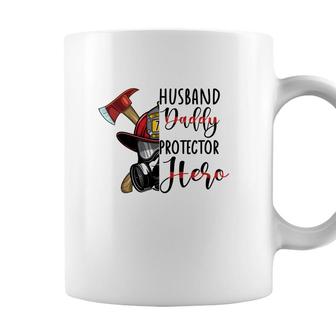 Husband Daddy Protector Here Firefighter Coffee Mug - Seseable