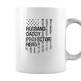 Husband Daddy Protector Hero American Flag Version Coffee Mug - Seseable