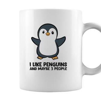 I Like Penguins And Maybe 3 People Funny Penguin Coffee Mug - Seseable