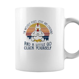 Im Mostly Peace Love And Chickens And A Little Go Cluck Yourself Meditation Chicken Vintage Retro Coffee Mug - Seseable