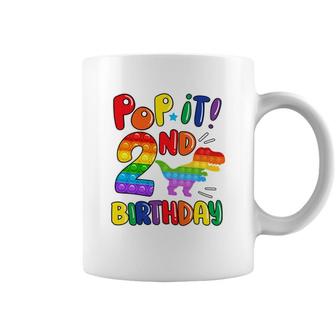 Kids Pop It Dinosaur Happy 2Nd Dino Birthday Two Cute Dino Coffee Mug - Seseable