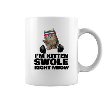 Kitten Swole Right Meow Gym Workout Cat Swole Right Meow Coffee Mug - Seseable
