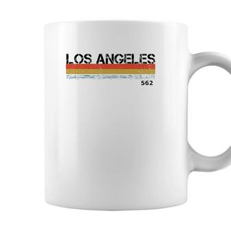 La Los Angeles Area Code Vintage Retro Stripes Coffee Mug - Seseable