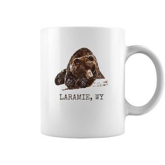 Laramie Wy Brown Grizzly Bear In Snow Wyoming Gift Coffee Mug | Mazezy