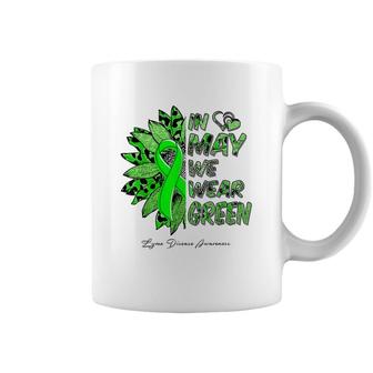 Leopard Daisy In May We Wear Green Lyme Disease Awareness Coffee Mug - Seseable