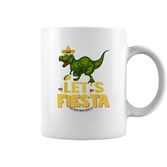 Lets Fiesta Sombrero Dinosaur Lover Funny Cinco De Mayo Coffee Mug - Seseable