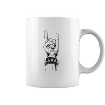 Lets Rock Devil Salute French Fries Fork Metal Hand & Roll Coffee Mug | Mazezy