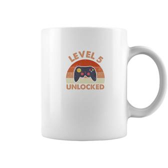 Level 5 Unlocked Orange Retro 5Th Birthday Coffee Mug - Seseable