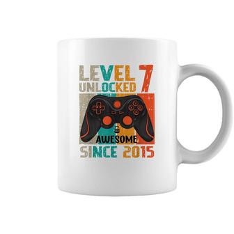 Level 7 Unlocked Awesome Since 2015 7Th Birthday Gaming Coffee Mug - Seseable