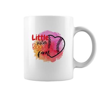 Little Baseball Sister Biggest Fan Pink Cute Heart Coffee Mug - Seseable