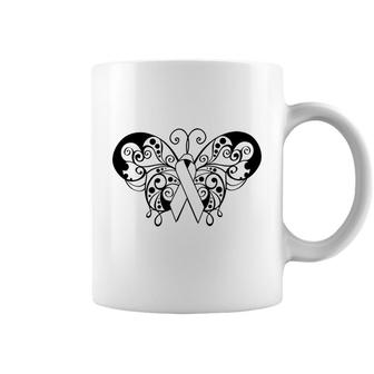 Lung Cancer Awareness Ribbon Butterfly Coffee Mug - Monsterry