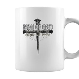 Man Of God Husband Dad Papa Christian Cross Fathers Day Coffee Mug - Seseable