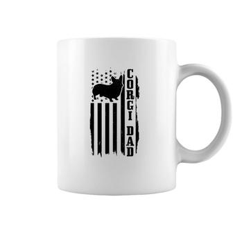 Mens Corgi Dad Vintage American Flag Patriotic Corgi Dog Coffee Mug | Mazezy
